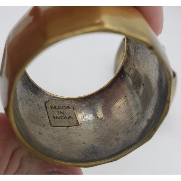 Set of 5 Vintage Solid Brass MCM Hollywood Regency 12 Sided Barrel Napkin Rings - Picture 4 of 7